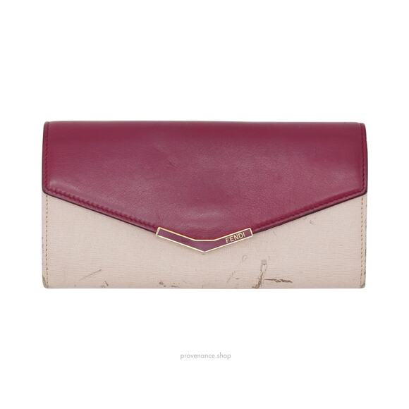 🔴 Fendi Long Wallet - Fuchsia Pink Leather - Picture 2 of 9